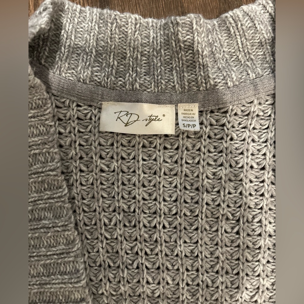 RD Style Women’s Light Gray Cozy Open-Front Cardigan Size Small - Picture 3 of 4